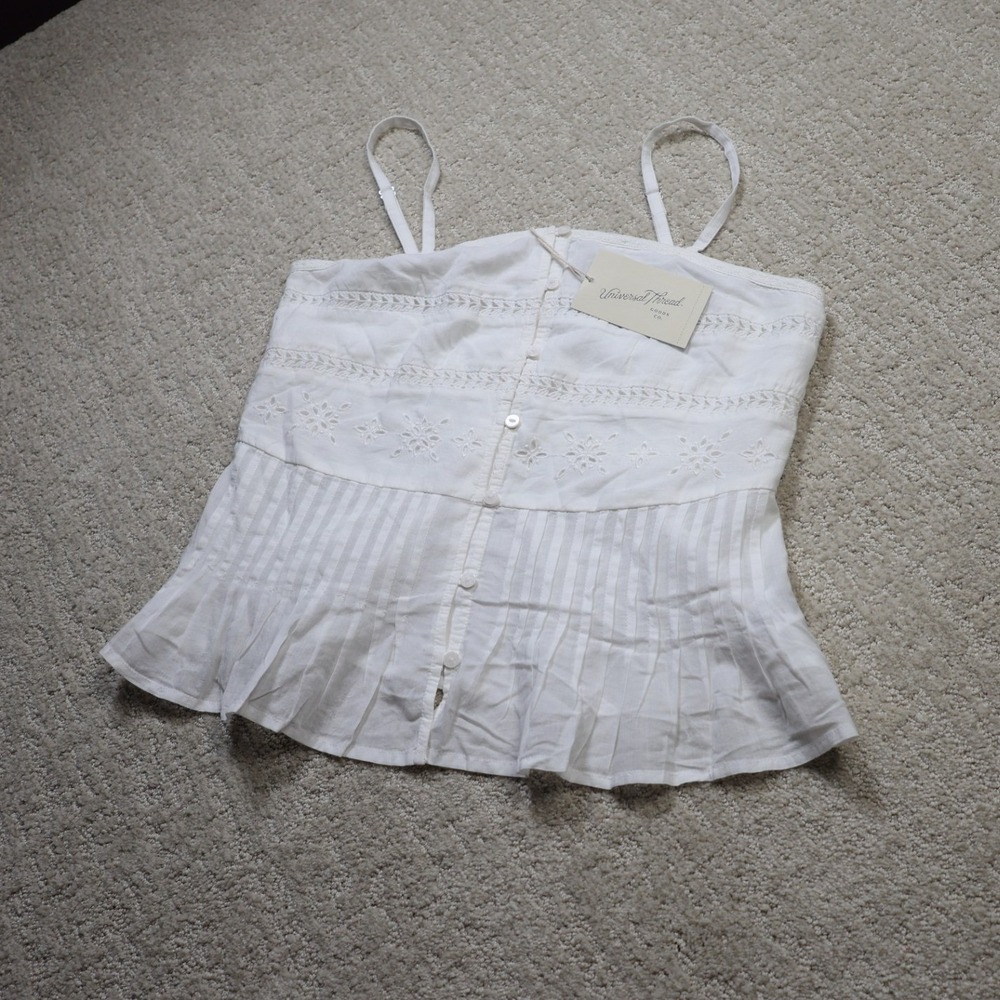 Universal Thread White Eyelet Lace Peplum Cami Top XS NWT